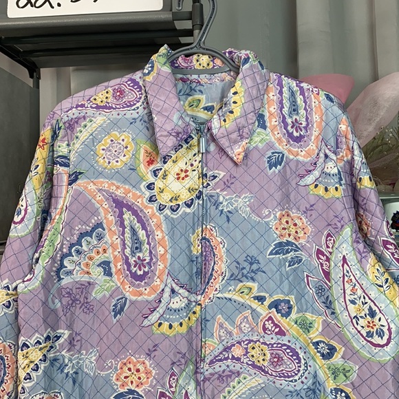 VTG Purple Paisleys Art AOP Silk Jacket - Picture 3 of 9